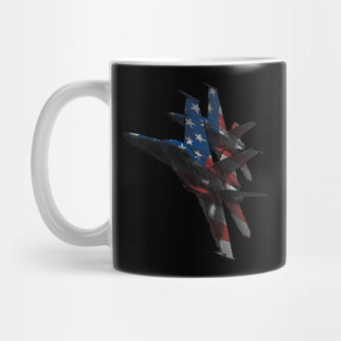 US Military Fighter Attack Jets with American Flag Overlay Mug
