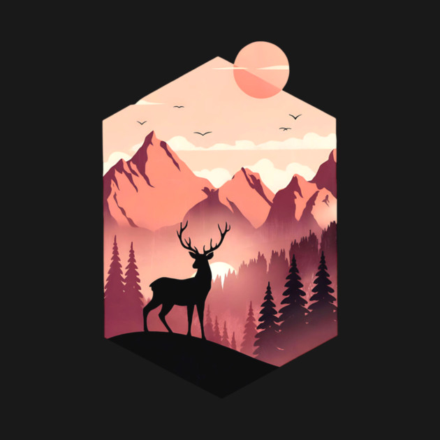 Sunset Wilderness Deer Scene by Designed By Marty