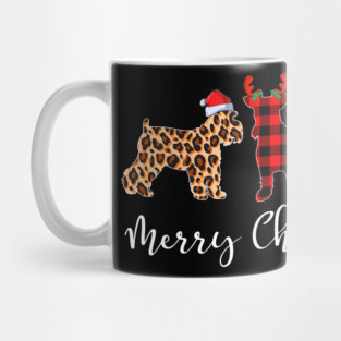 Merry Christmas Leopard Red Green Plaid Miniature Schnauzer Mug