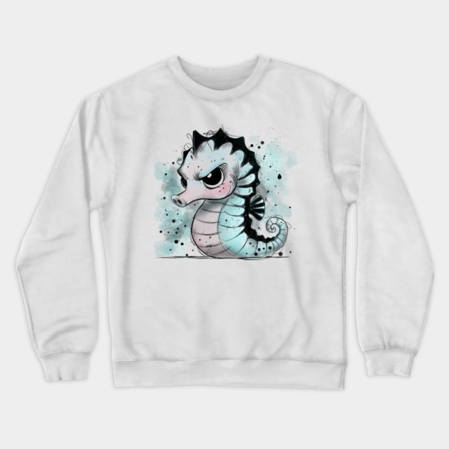 Grumpy Seahorse Crewneck Sweatshirt by H. R. Sinclair