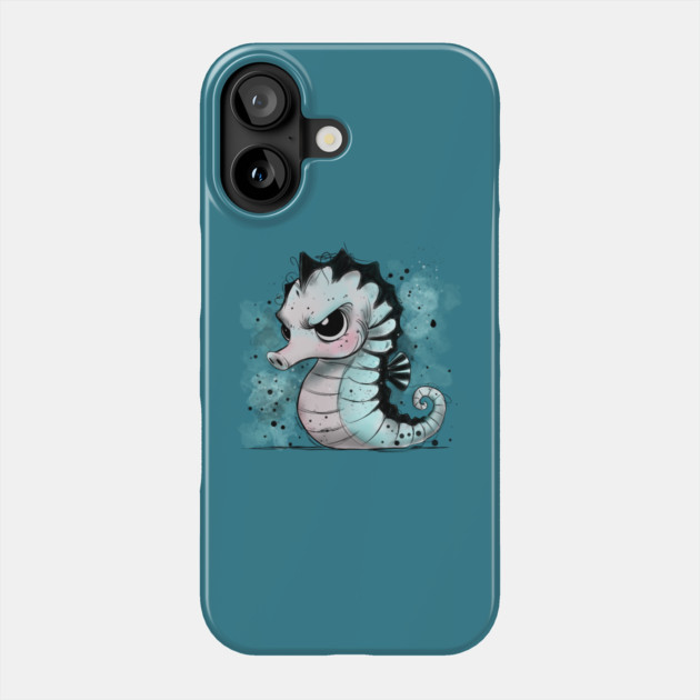 Grumpy Seahorse Phone Case by H. R. Sinclair