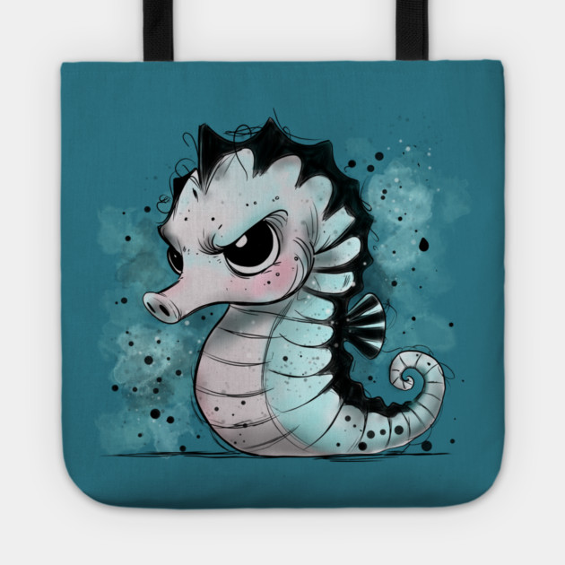 Grumpy Seahorse Tote by H. R. Sinclair