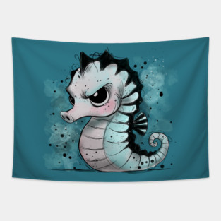 Grumpy Seahorse Tapestry