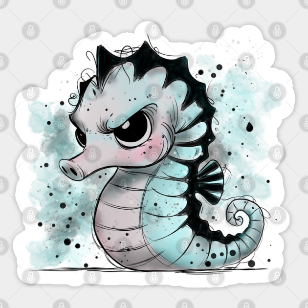 Grumpy Seahorse Sticker by H. R. Sinclair