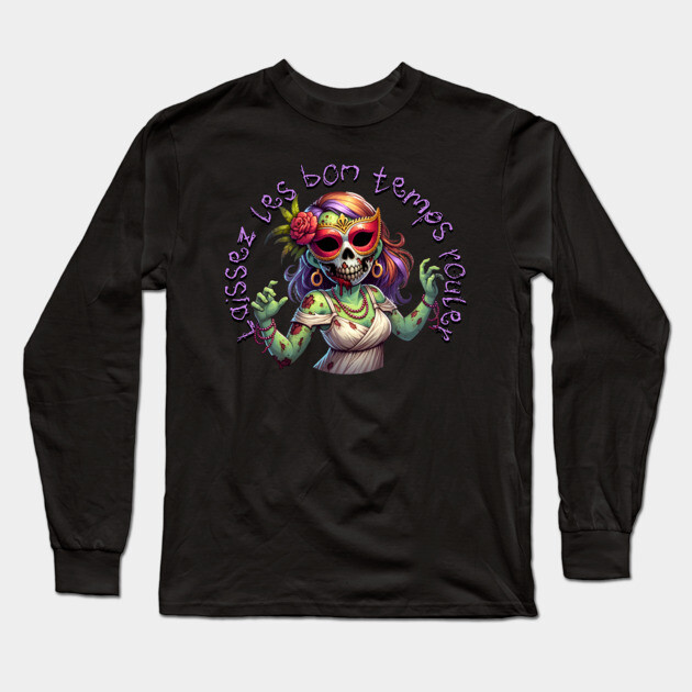Mardi Gras Zombie Long Sleeve T-Shirt by HolidayBug