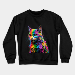 Colorful Cat's Portrait Crewneck Sweatshirt
