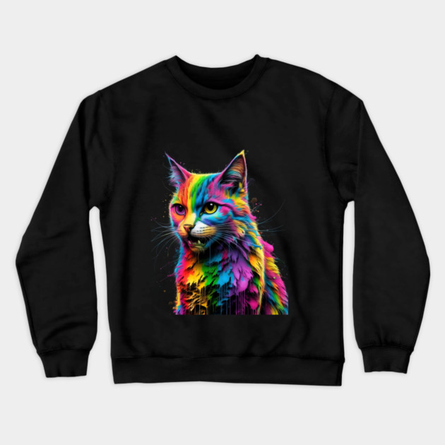 Colorful Cat's Portrait Crewneck Sweatshirt by animegirlnft
