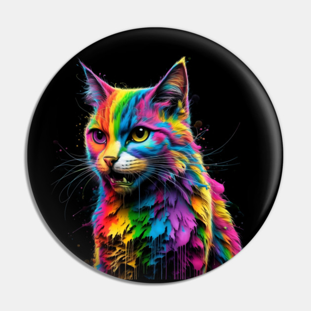 Colorful Cat's Portrait Pin by animegirlnft