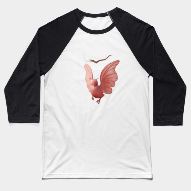Wood  Enchanted Pink Bird Baseball T-Shirt by animegirlnft