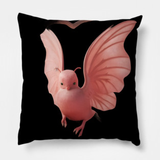 Wood  Enchanted Pink Bird Pillow