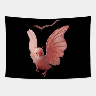 Wood  Enchanted Pink Bird Tapestry