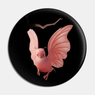 Wood  Enchanted Pink Bird Pin