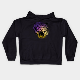 Tigers Purple & Gold (Water Color) Kids Hoodie