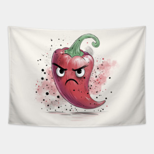 Grumpy Chili Pepper Tapestry
