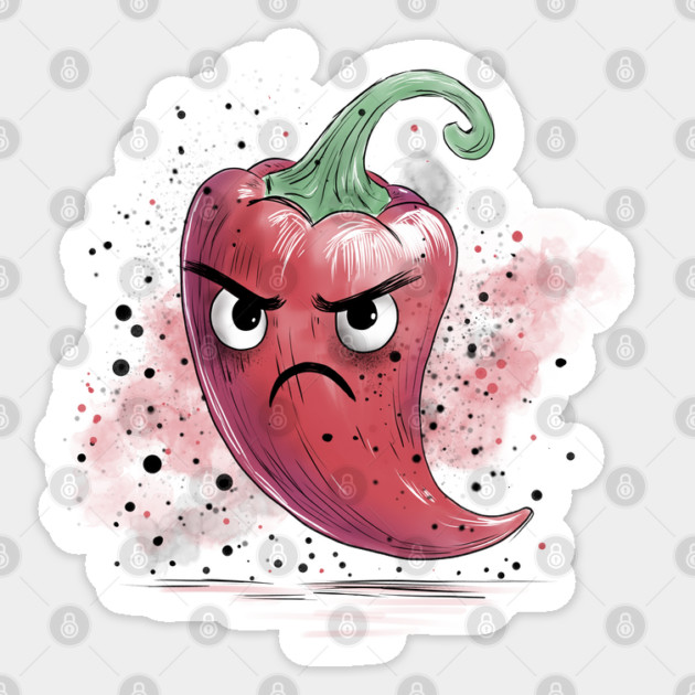 Grumpy Chili Pepper Sticker by H. R. Sinclair