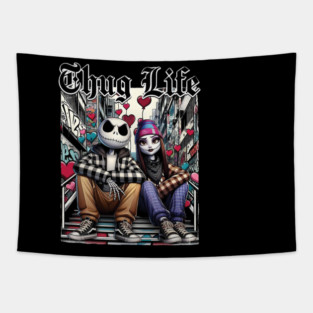 Couple Chicano, Spanish Always and Forever Couple, Old School Cholo Couple, Chola Cholo, Spanish Horror Couple Chicano Tapestry