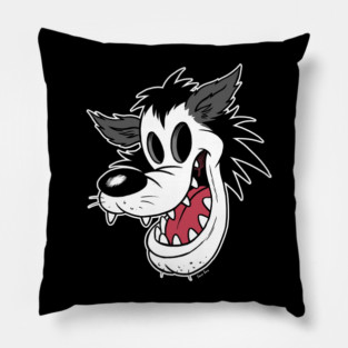 Big Bad Wolf Head Vintage Cartoon Pillow