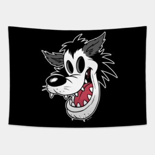 Big Bad Wolf Head Vintage Cartoon Tapestry