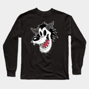 Big Bad Wolf Head Vintage Cartoon Long Sleeve T-Shirt