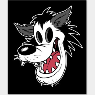 Big Bad Wolf Head Vintage Cartoon Posters and Art