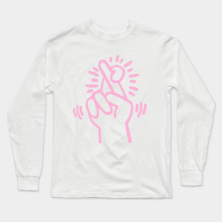 Pink Retro Finger Long Sleeve T-Shirt
