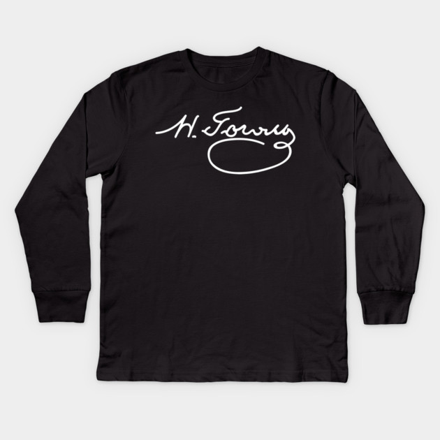 Signature of Nikolai Gogol, Russian Writer of Satire Kids Long Sleeve T-Shirt by TuncGK