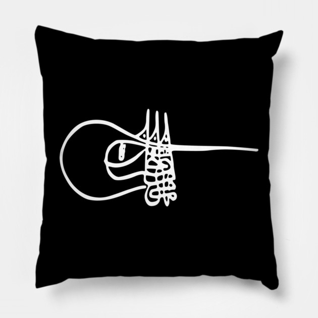 Tughra of Mehmed II, Ottoman Sultan and Conqueror of Constantinople Pillow by TuncGK