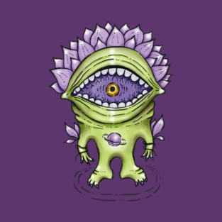 Sci-Fi Alien Plant Character – Cosmic Botanical Illustration T-Shirt