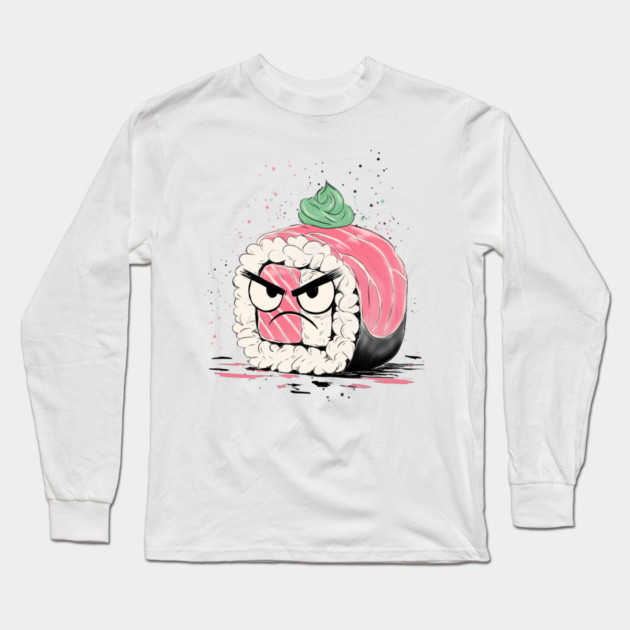 Grumpy Sushi Long Sleeve T-Shirt by H. R. Sinclair