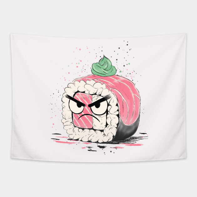 Grumpy Sushi Tapestry by H. R. Sinclair