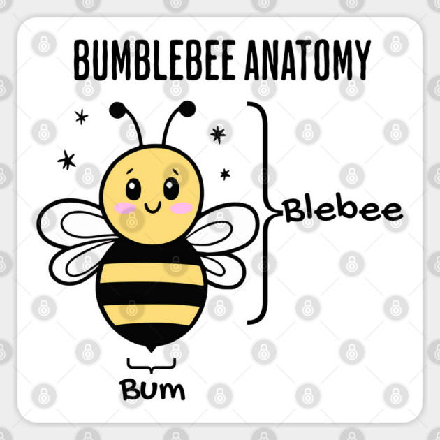 Bumblebee Anatomy, funny cute bee design Sticker by Luxinda