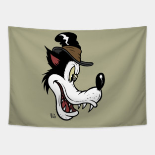 Big Bad Wolf with Hat Vintage Rubber Hose cartoon Tapestry