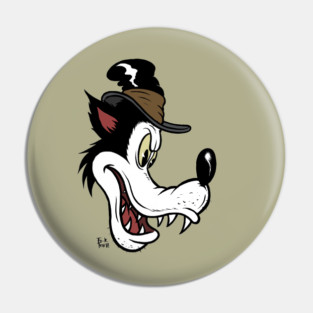 Big Bad Wolf with Hat Vintage Rubber Hose cartoon Pin