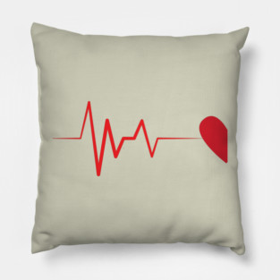 Couples Matching Heartbeat 1st Half Heart Pillow