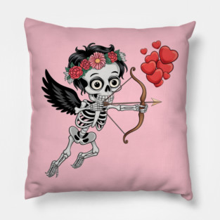 Skull Head Ring Flowers  Arrow Love Pillow