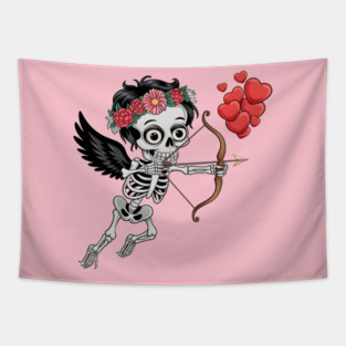 Skull Head Ring Flowers  Arrow Love Tapestry