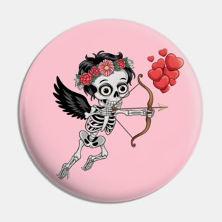 Skull Head Ring Flowers  Arrow Love Pin