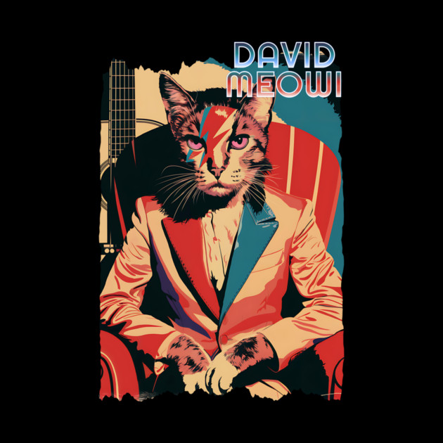 David Meowi Retro Cat Art Tribute Apparel by Designed By Marty