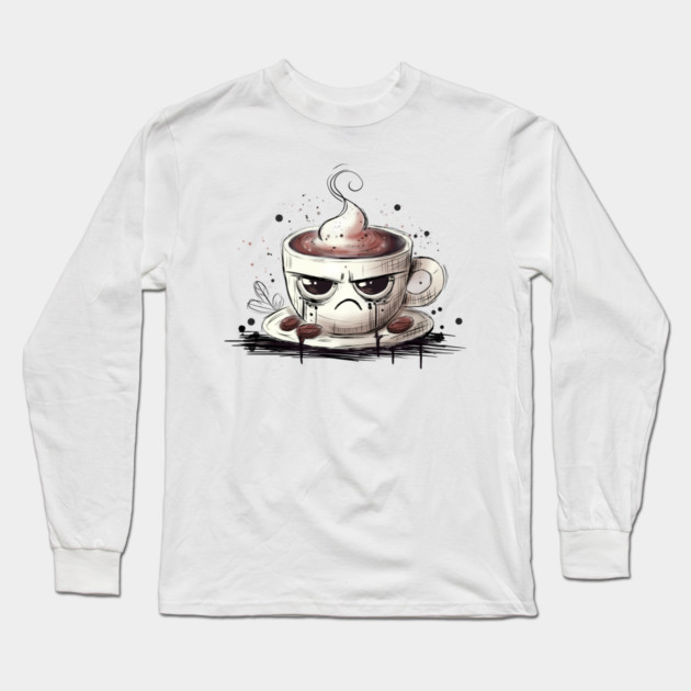 Grumpy Coffee Long Sleeve T-Shirt by H. R. Sinclair