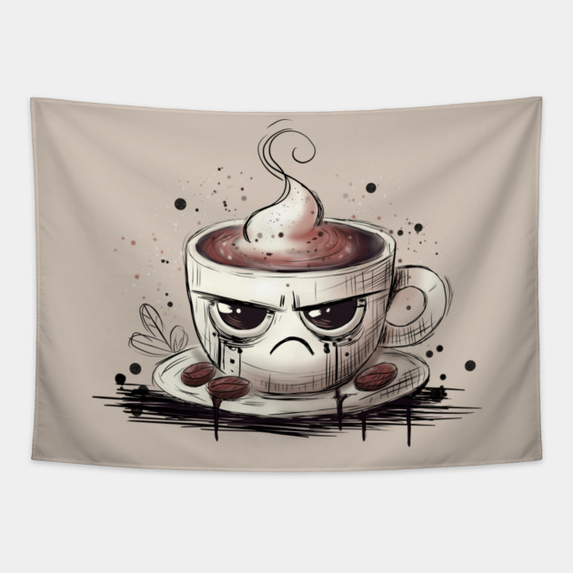 Grumpy Coffee Tapestry by H. R. Sinclair