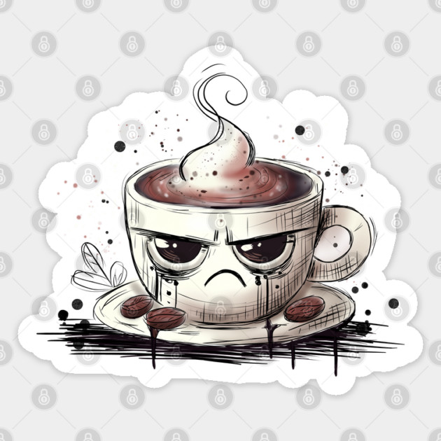 Grumpy Coffee Sticker by H. R. Sinclair