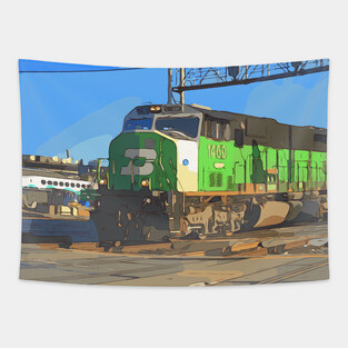 Burlington Northern Train Locomotive Tapestry
