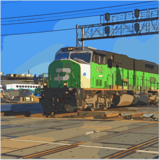 Burlington Northern Train Locomotive Posters and Art