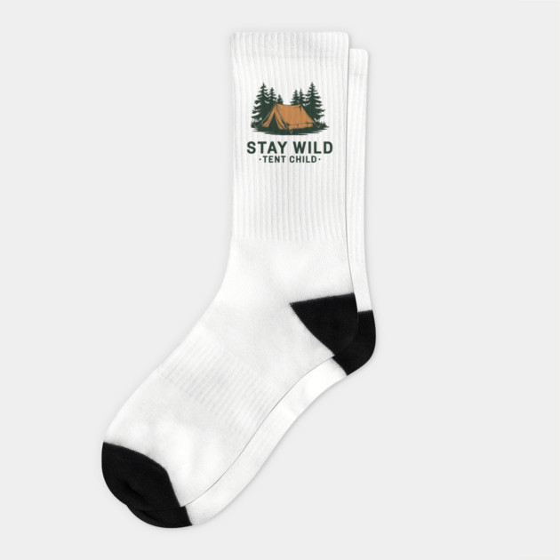 Stay Wild Tent Child Free Spirit Outdoor Adventure Socks by Anticorporati