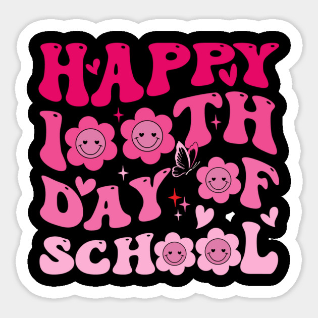 Happy 100th Day of School - Fun and Cute Retro Flower Design Magnet by ArtistTee ⭐⭐⭐⭐⭐