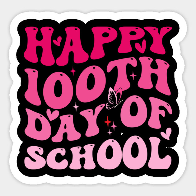 Happy 100th Day of School Groovy Cute Sticker by ArtistTee ⭐⭐⭐⭐⭐