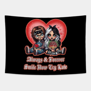 Horror Couple Chicano, Spanish Always and Forever Couple, Valentines Day, Old School Cholo Couple, Chola Cholo Tapestry