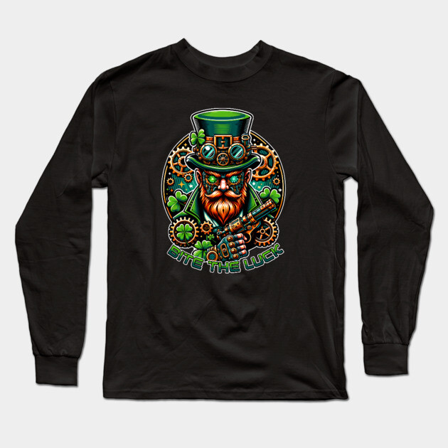 Steampunk St. Patrick's Day Leprechaun Long Sleeve T-Shirt by HolidayBug