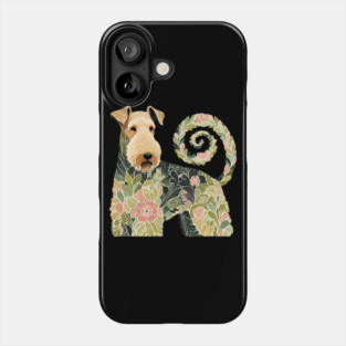 Airedale Dog Botanical Style Illustration 4 Phone Case