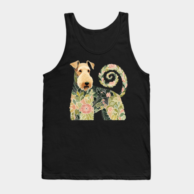 Airedale Dog Botanical Style Illustration 4 Tank Top by BirdsnStuff